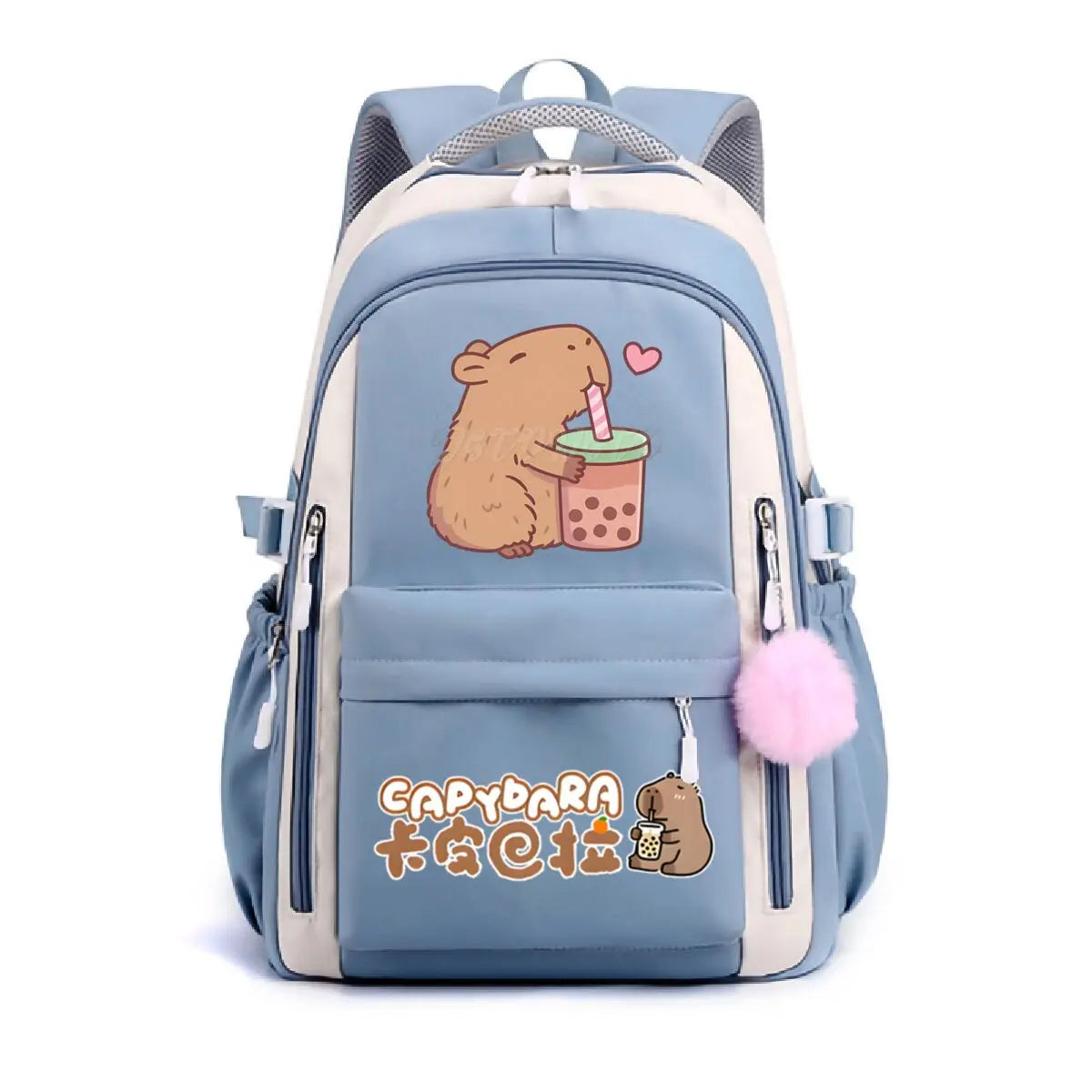 School Backpack for Girls Cute Capybara & Bubble Tea Print Schoolbags Women Girls Casual School Bags Trendy Travel Rackpack