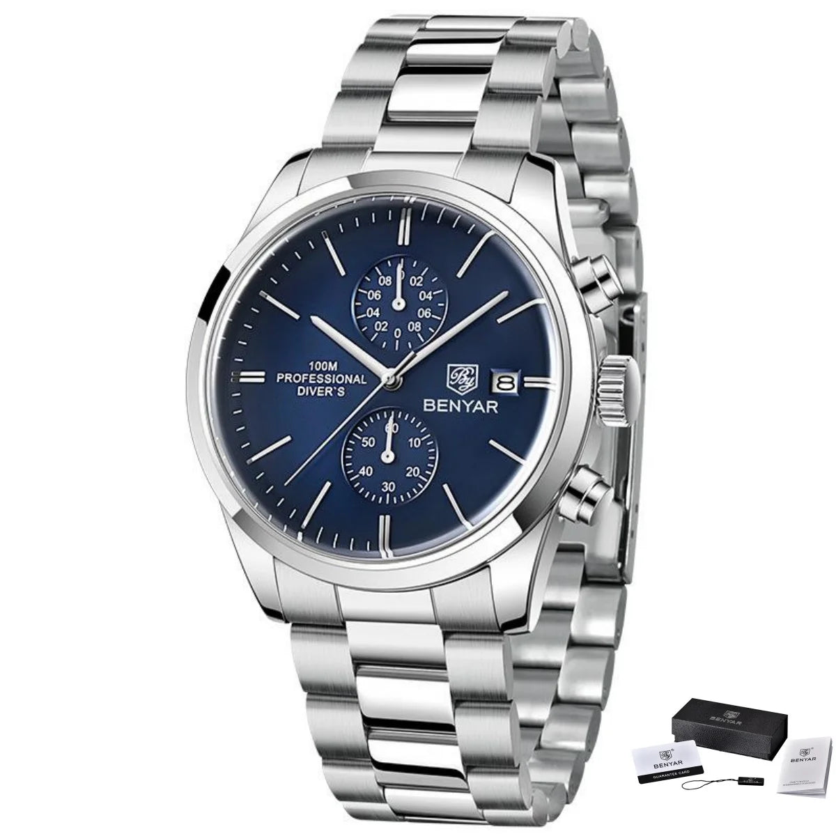 BENYAR Leather Men Quartz Wristwatches Luxury Brand 100M Waterproof Men Watch Military Sports Chronograph Watch For Men
