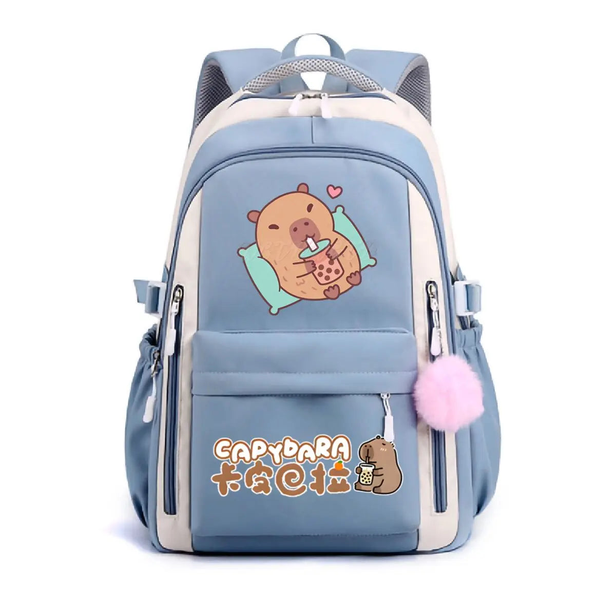 School Backpack for Girls Cute Capybara & Bubble Tea Print Schoolbags Women Girls Casual School Bags Trendy Travel Rackpack