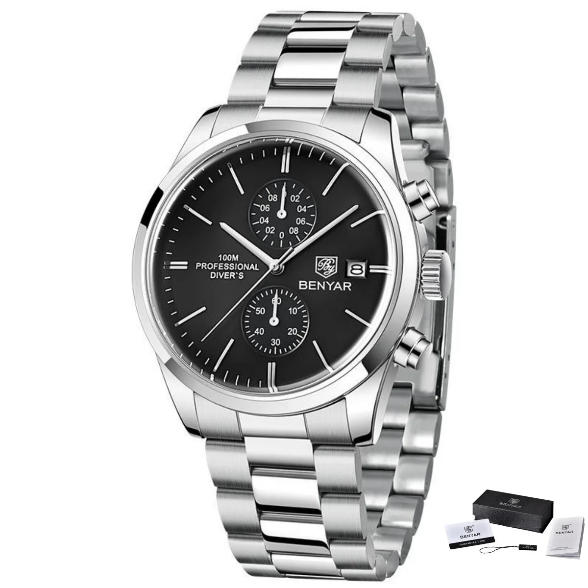 BENYAR Leather Men Quartz Wristwatches Luxury Brand 100M Waterproof Men Watch Military Sports Chronograph Watch For Men