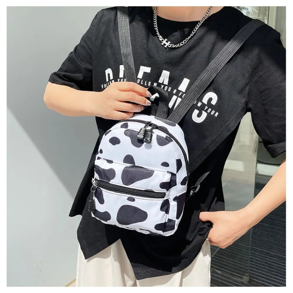 Fashion Women Mini School Backpack Zebra Leopard Textured Cute Backpack Travel Shoulder Bag Student Rucksack Canvas School Bag