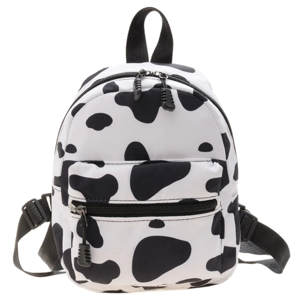 Fashion Women Mini School Backpack Zebra Leopard Textured Cute Backpack Travel Shoulder Bag Student Rucksack Canvas School Bag
