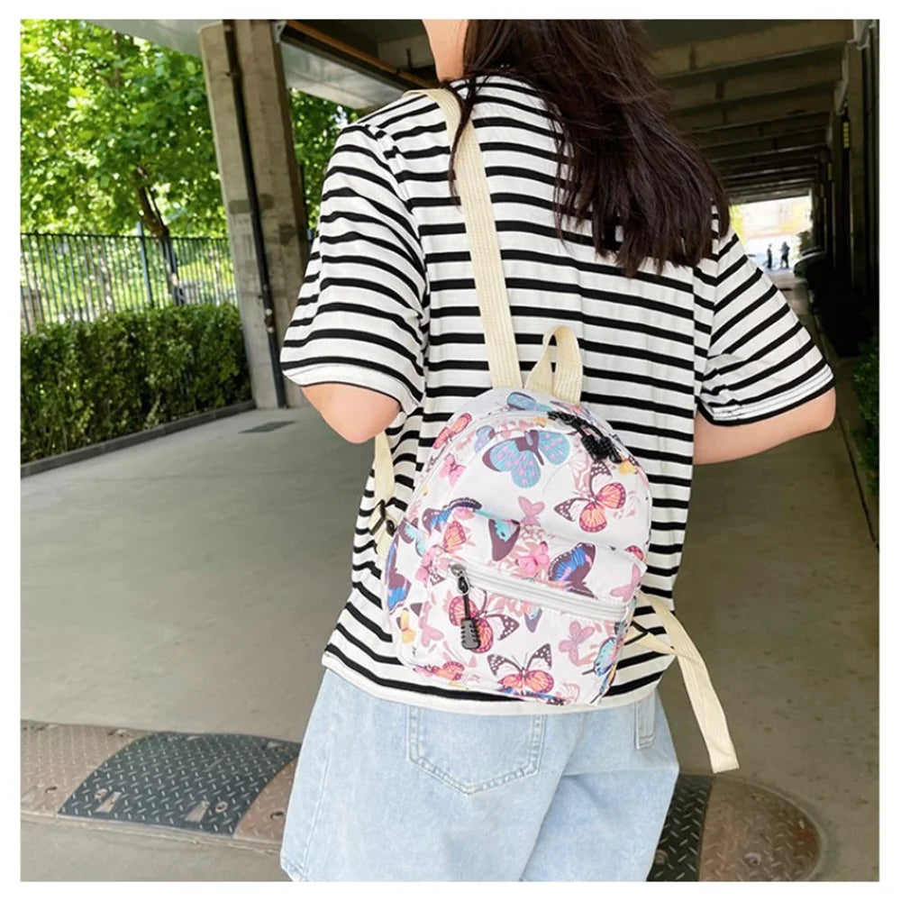 Fashion Women Mini School Backpack Zebra Leopard Textured Cute Backpack Travel Shoulder Bag Student Rucksack Canvas School Bag