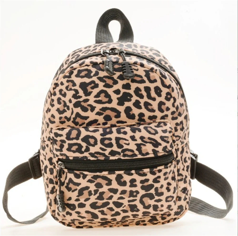 Fashion Women Mini School Backpack Zebra Leopard Textured Cute Backpack Travel Shoulder Bag Student Rucksack Canvas School Bag